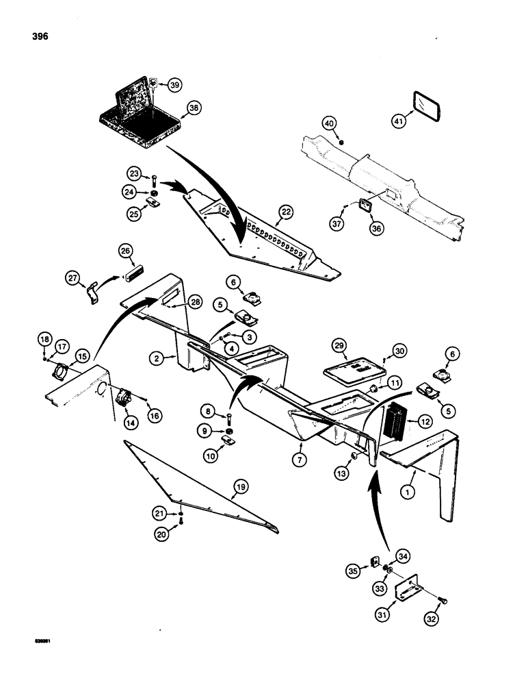 Схема запчастей Case W20 - (396) - CAB CLOSURE PARTS (09) - CHASSIS/ATTACHMENTS