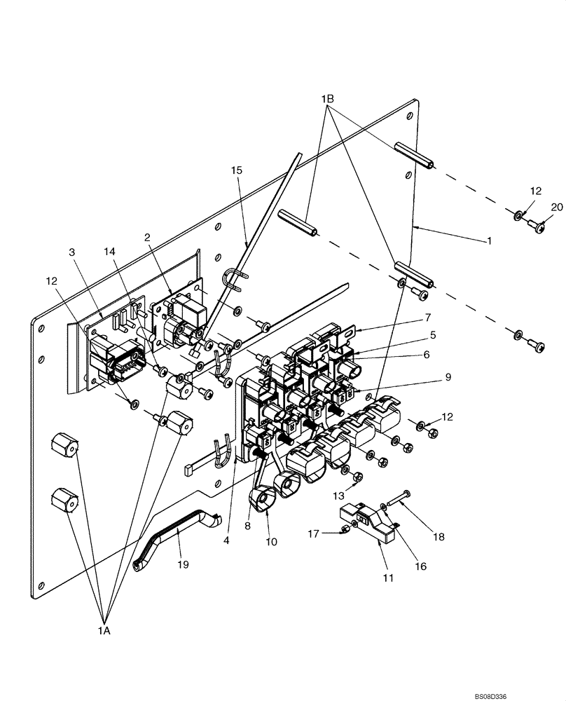 Схема запчастей Case 521E - (04-14) - PANEL, CONTROL - FUSE AND RELAY MOUNTING (04) - ELECTRICAL SYSTEMS