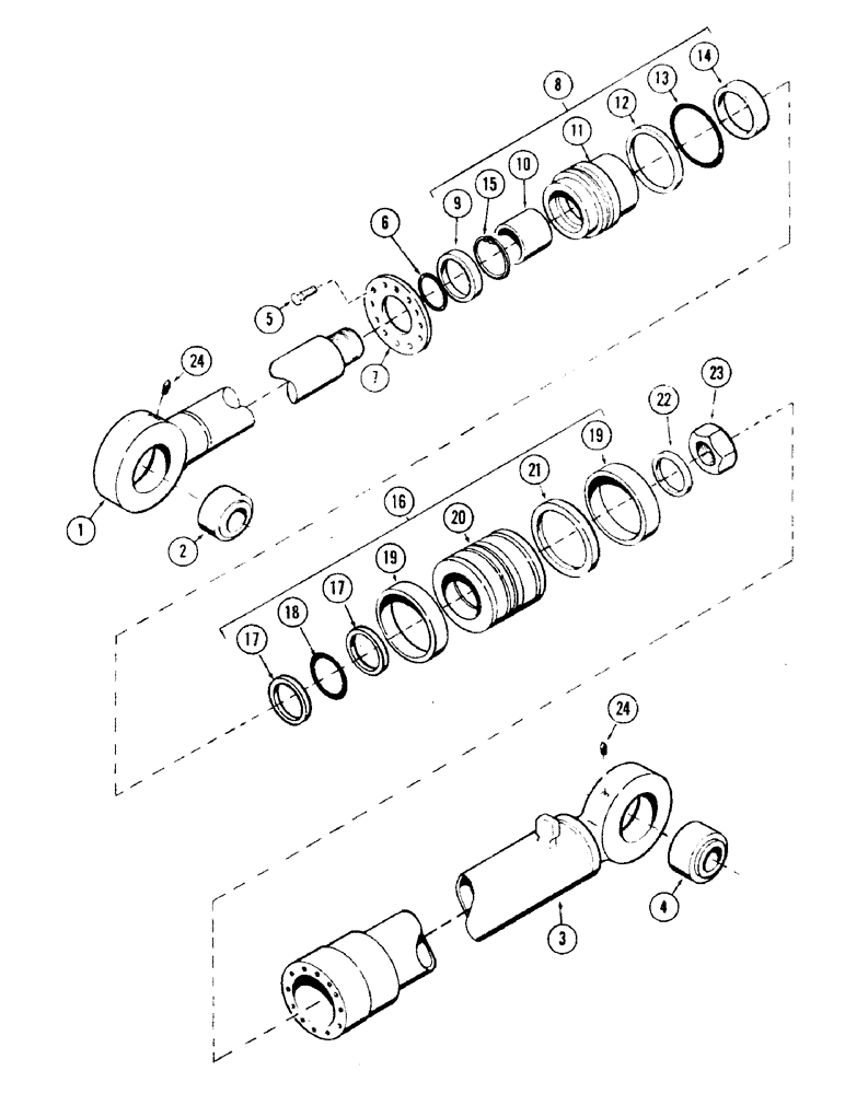 Схема запчастей Case 35 - (150) - CROWD CYLINDER, (6.50" ID X 47.5" STROKE), (USED WITH "Y" BOOM) (35) - HYDRAULIC SYSTEMS