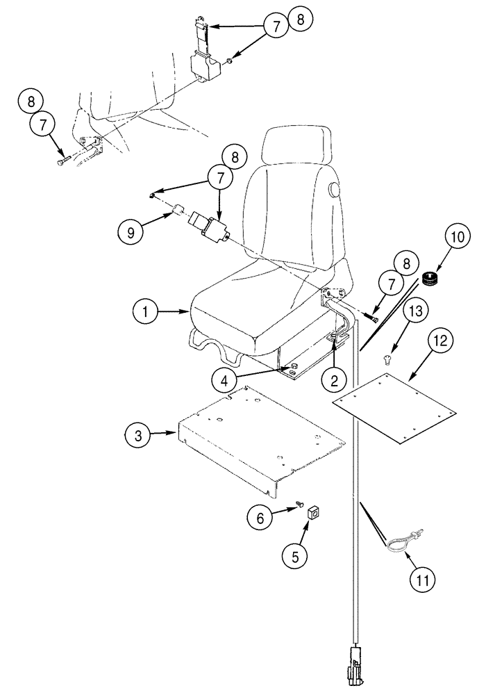 Схема запчастей Case 750H - (09-19) - SEAT, MOUNTING SEAT BELTS (09) - CHASSIS