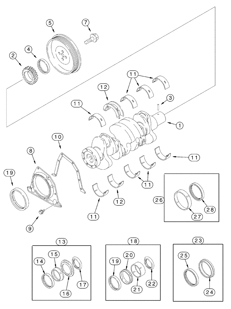 Схема запчастей Case 650H - (02-19) - CRANKSHAFT (02) - ENGINE