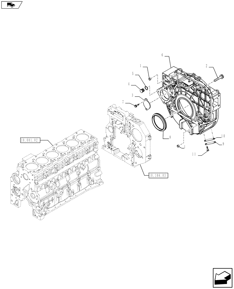 Схема запчастей Case F4HFE613T A005 - (10.103.03) - CRANKCASE COVERS (504092932) (10) - ENGINE