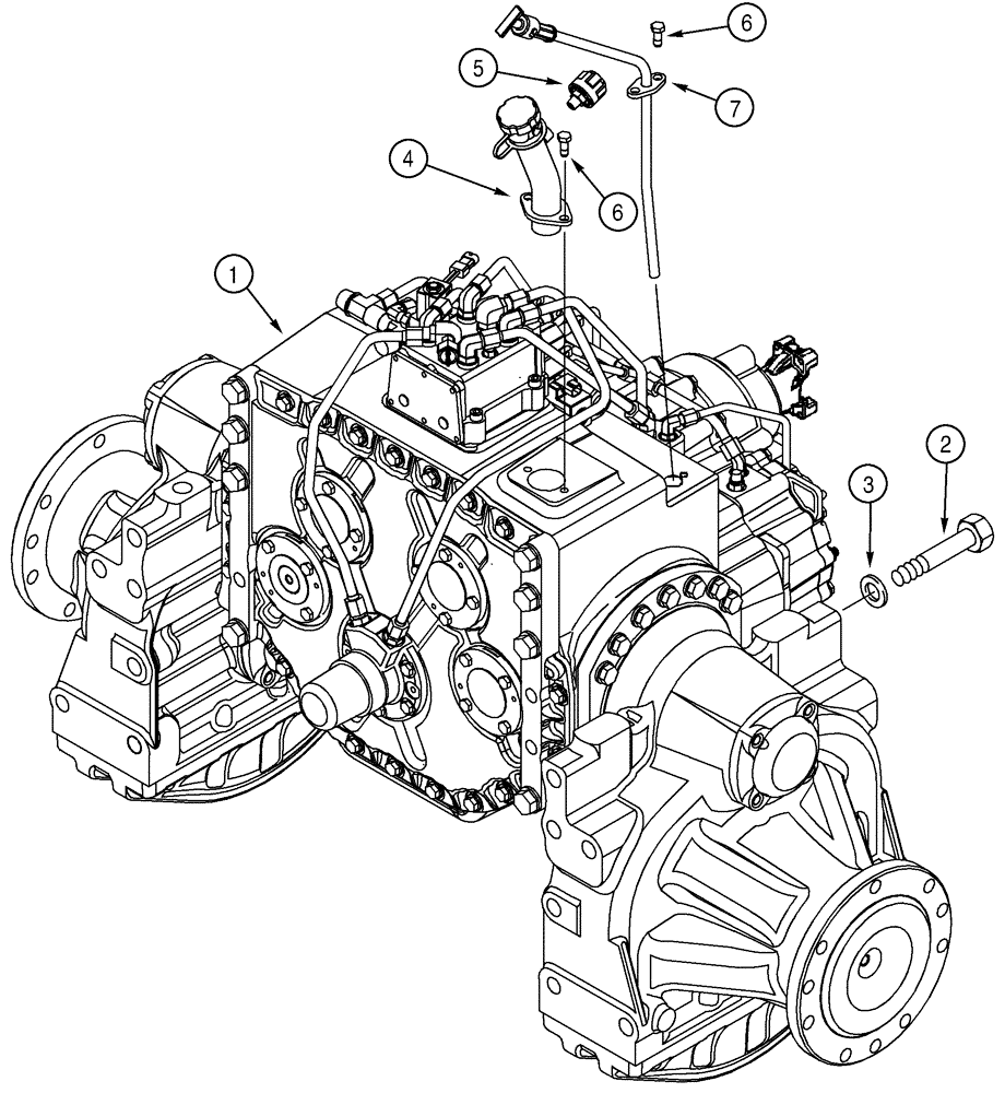 Схема запчастей Case 850H - (06-03) - MOUNTING - TRANSMISSION AND DIPSTICK TUBE (06) - POWER TRAIN