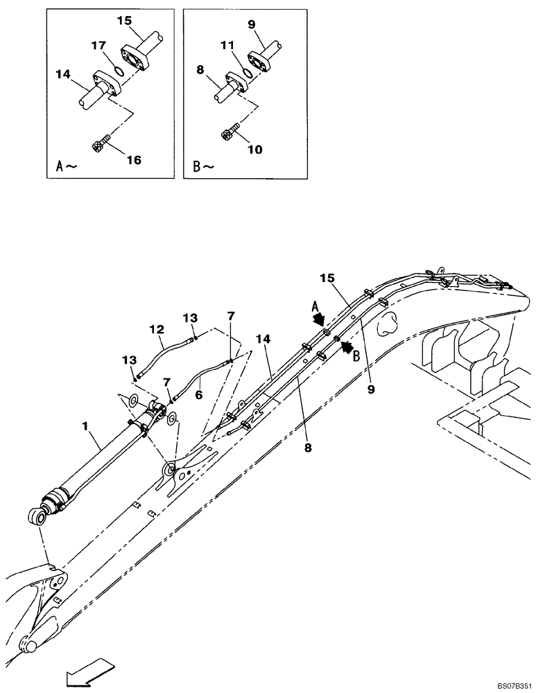 Схема запчастей Case CX240BLR - (08-012) - HYDRAULICS - ARM CYLINDER LINE (08) - HYDRAULICS