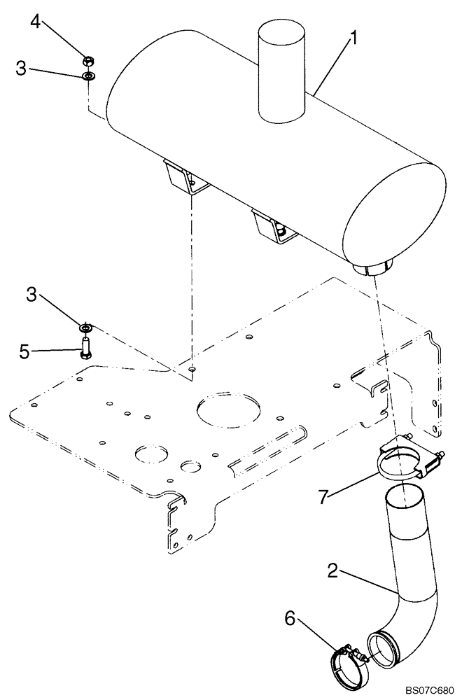 Схема запчастей Case 621E - (02-08) - MUFFLER - EXHAUST SYSTEM (02) - ENGINE