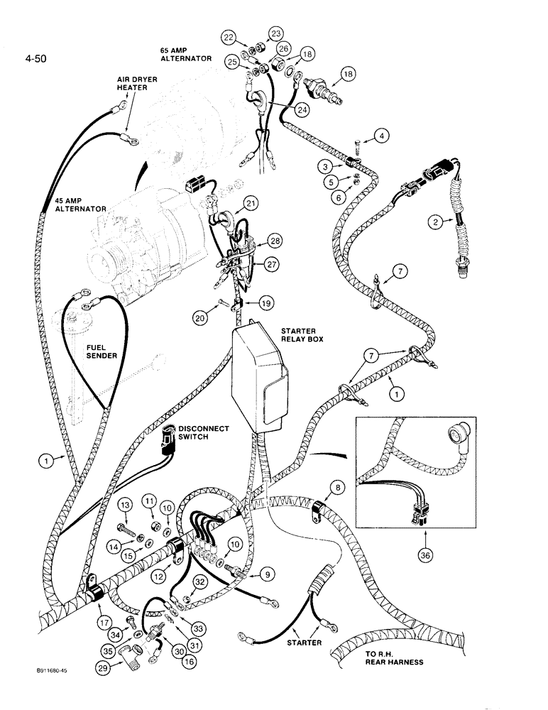 Схема запчастей Case 721 - (4-50) - REAR HARNESS, ENGINE LEFT-HAND SIDE (04) - ELECTRICAL SYSTEMS