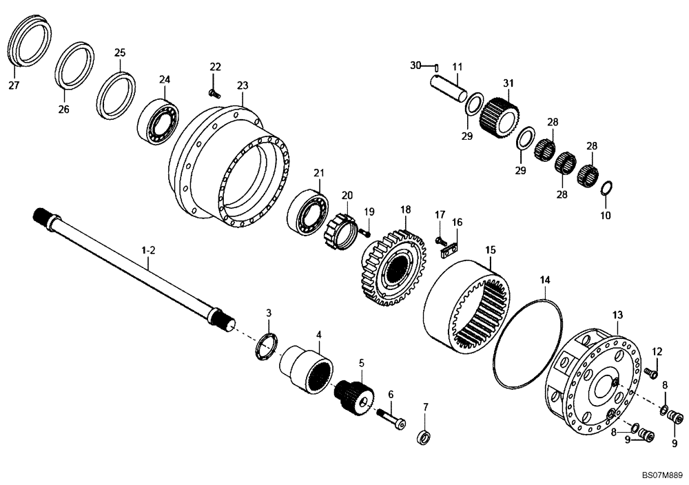 Схема запчастей Case 330B - (32A00000668[001]) - WHEEL REDUCTION GEAR, INTERMEDIATE AXLE (87682616) (11) - AXLES/WHEELS