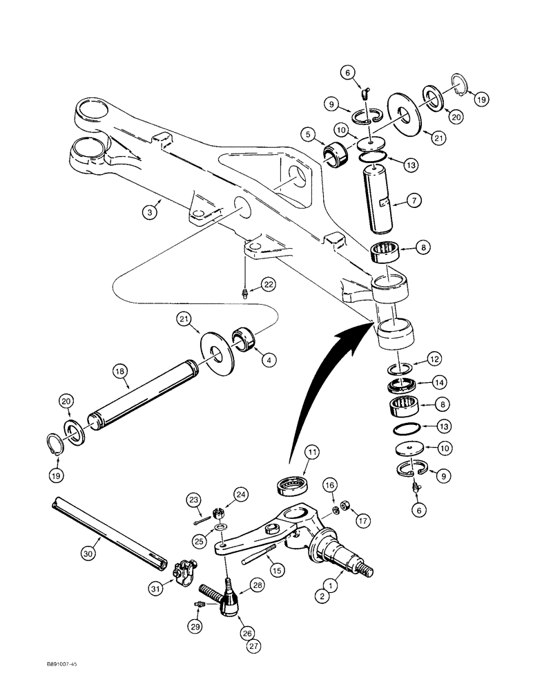 Схема запчастей Case 480F LL - (5-16) - FRONT AXLE AND SPINDLES (05) - STEERING