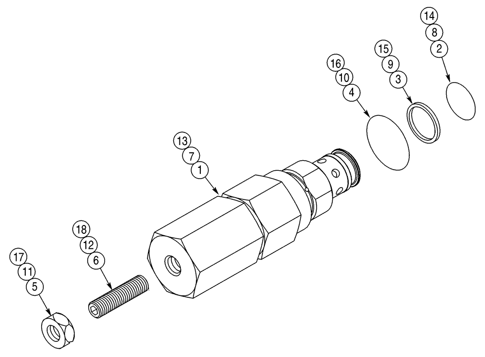 Схема запчастей Case 75XT - (08-18) - VALVE, CONTROL - VALVES, RELIEF (08) - HYDRAULICS