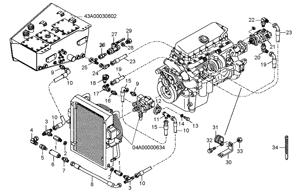 Схема запчастей Case 340B - (47A00001766[001]) - FAN DRIVE HYDRAULICS (87585415) (09) - Implement / Hydraulics / Frame / Brakes