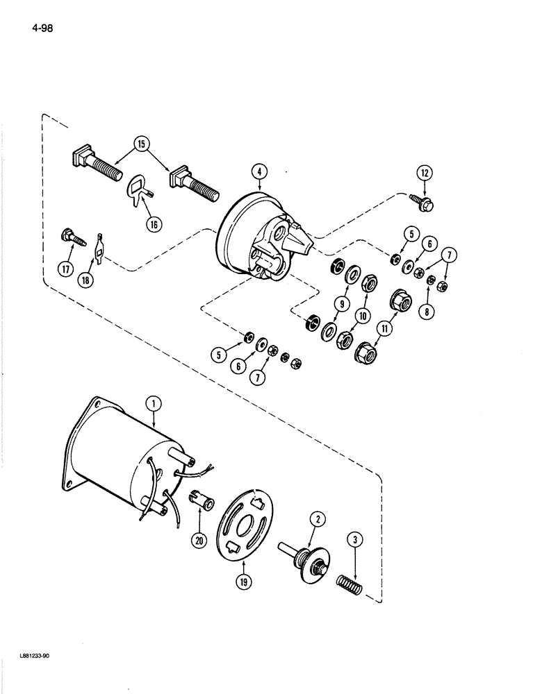 Схема запчастей Case 1080B - (4-098) - STARTER SOLENOID (04) - ELECTRICAL SYSTEMS