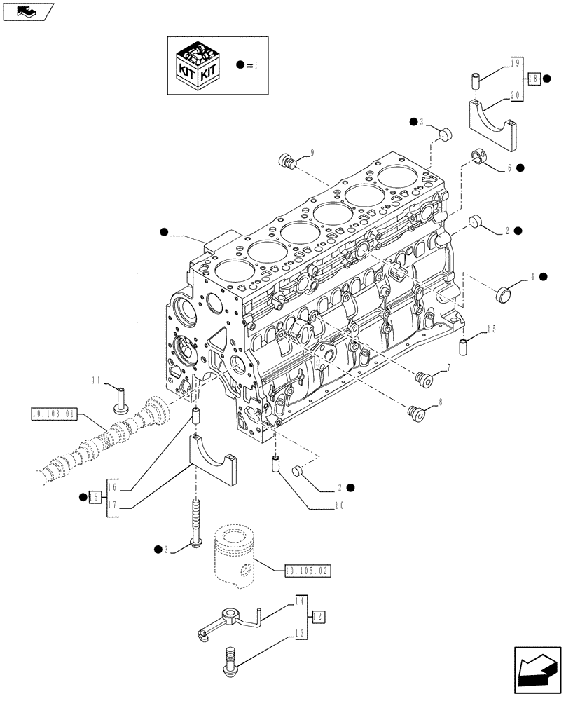 Схема запчастей Case 921F - (10.001.02) - CYLINDER BLOCK & RELATED PARTS (10) - ENGINE