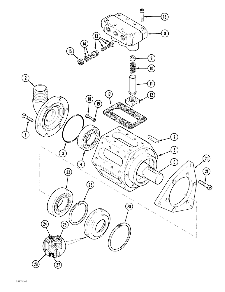 Схема запчастей Case 170C - (8-092) - HYDRAULIC PUMP, P.I.N. 74501 THROUGH 74662, P.I.N. 02301 THROUGH 02370 (08) - HYDRAULICS