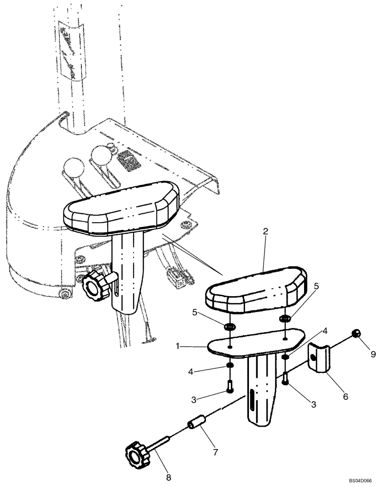 Схема запчастей Case 621D - (09-42) - WRIST SUPPORT (09) - CHASSIS