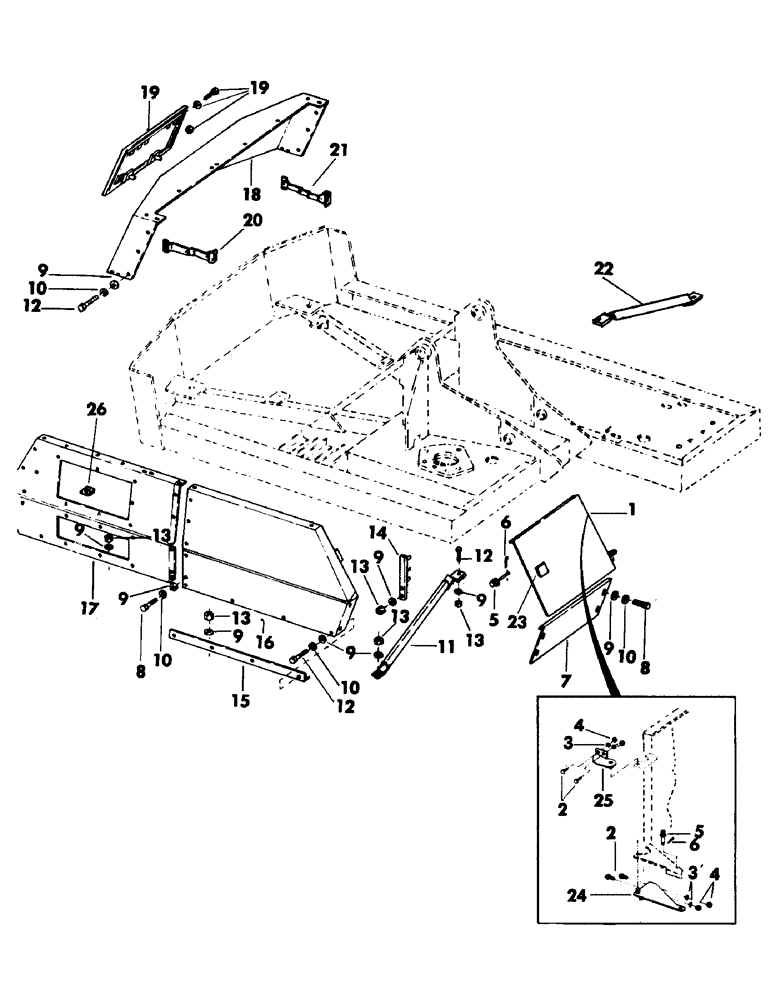 Схема запчастей Case 50 - (058) - SHROUD, GRILLES AND RELATED PARTS, (RIGHT SIDE AND REAR) (90) - PLATFORM, CAB, BODYWORK AND DECALS