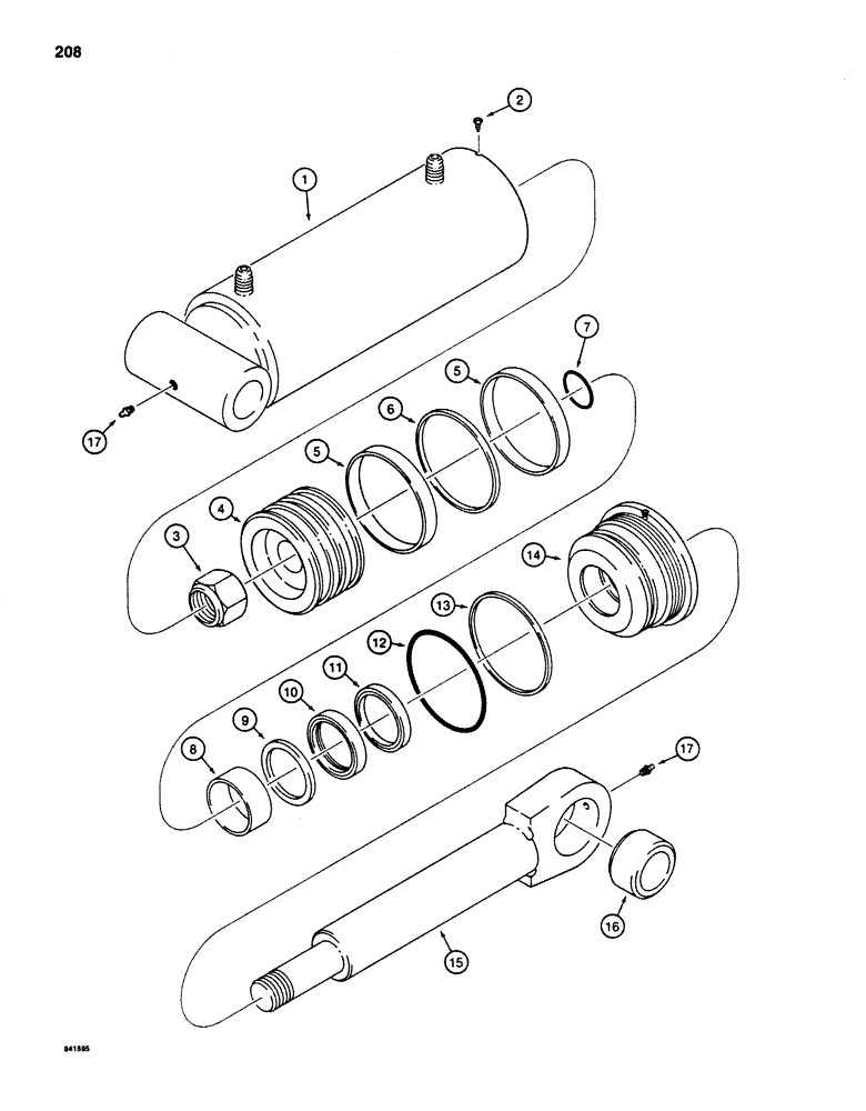 Схема запчастей Case 880D - (208) - S618639 WRIST-O-TWIST CYLINDER, WITH SOLID PISTON (07) - HYDRAULIC SYSTEM