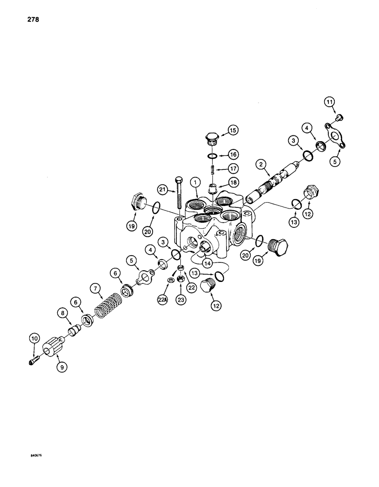 Схема запчастей Case 880C - (278) - ONE SPOOL CONTROL VALVE (07) - HYDRAULIC SYSTEM