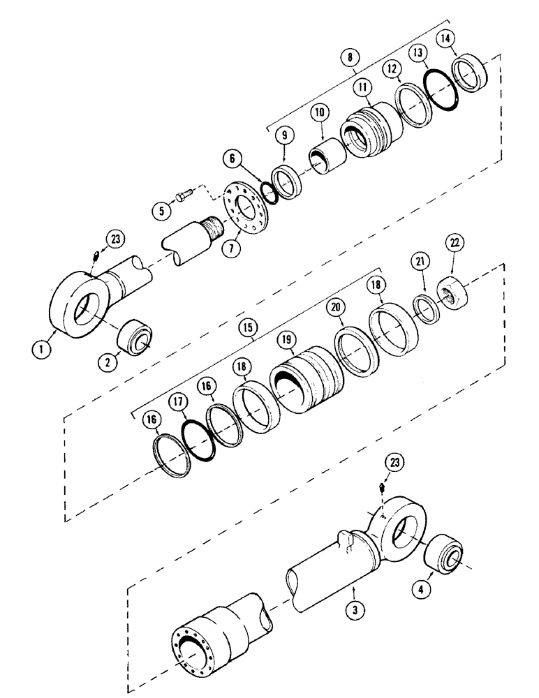 Схема запчастей Case 40 - (206) - CROWD CYLINDER, (6.50" ID X 47.50" STROKE), (USED WITH "E" BOOM) (35) - HYDRAULIC SYSTEMS