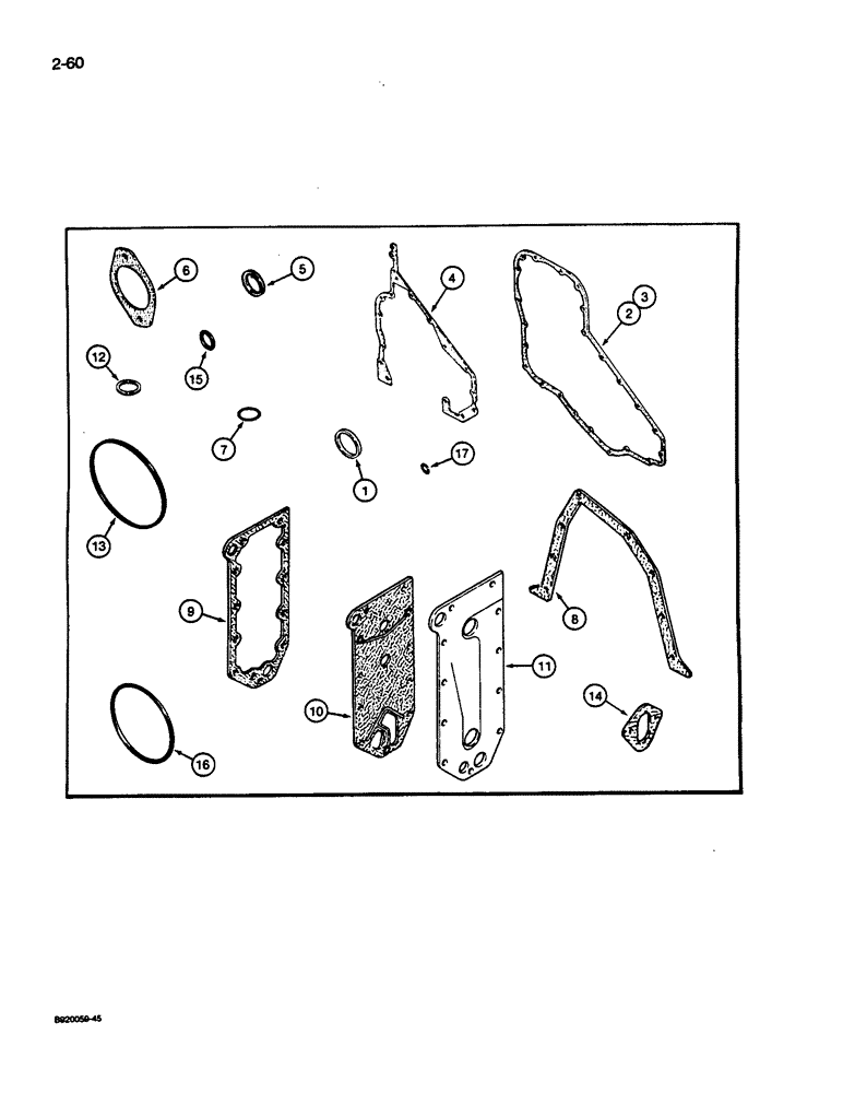 Схема запчастей Case 1187C - (2-60) - GASKET KITS, 6T-830 ENGINE, CYLINDER BLOCK (02) - ENGINE