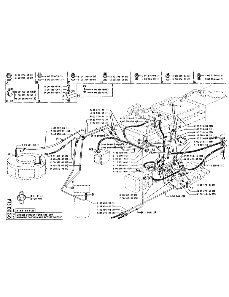 Схема запчастей Case 160CKS - (107) - WARMING-THROUGH AND RETURN CIRCUIT (07) - HYDRAULIC SYSTEM