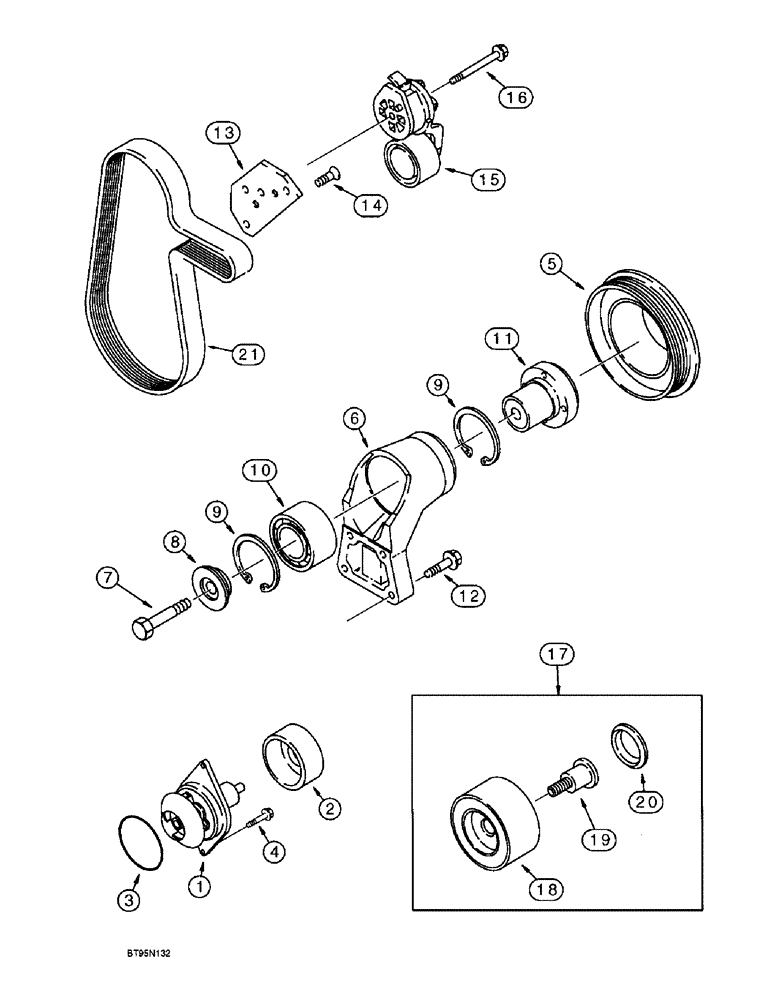 Схема запчастей Case 9010 - (2-12) - WATER PUMP SYSTEM, 4T-390 ENGINE (02) - ENGINE