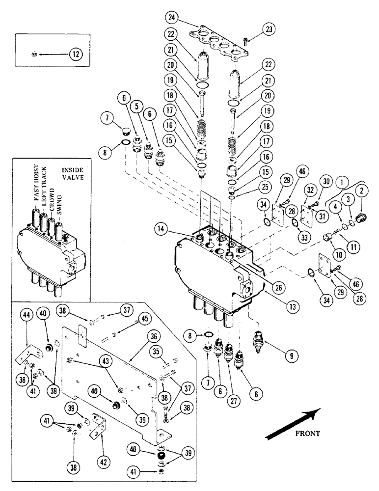 Схема запчастей Case 50 - (262) - 4-SPOOL MAIN CONTROL VALVE (INSIDE), (USED ON UNITS WITH SN. 6279926-6280344)(SN.6279926 & AFTER) (35) - HYDRAULIC SYSTEMS