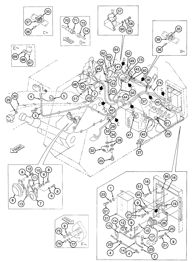 Схема запчастей Case 9020 - (4-06) - MAIN ELECTRICAL WIRING AND BATTERY CABLES (04) - ELECTRICAL SYSTEMS