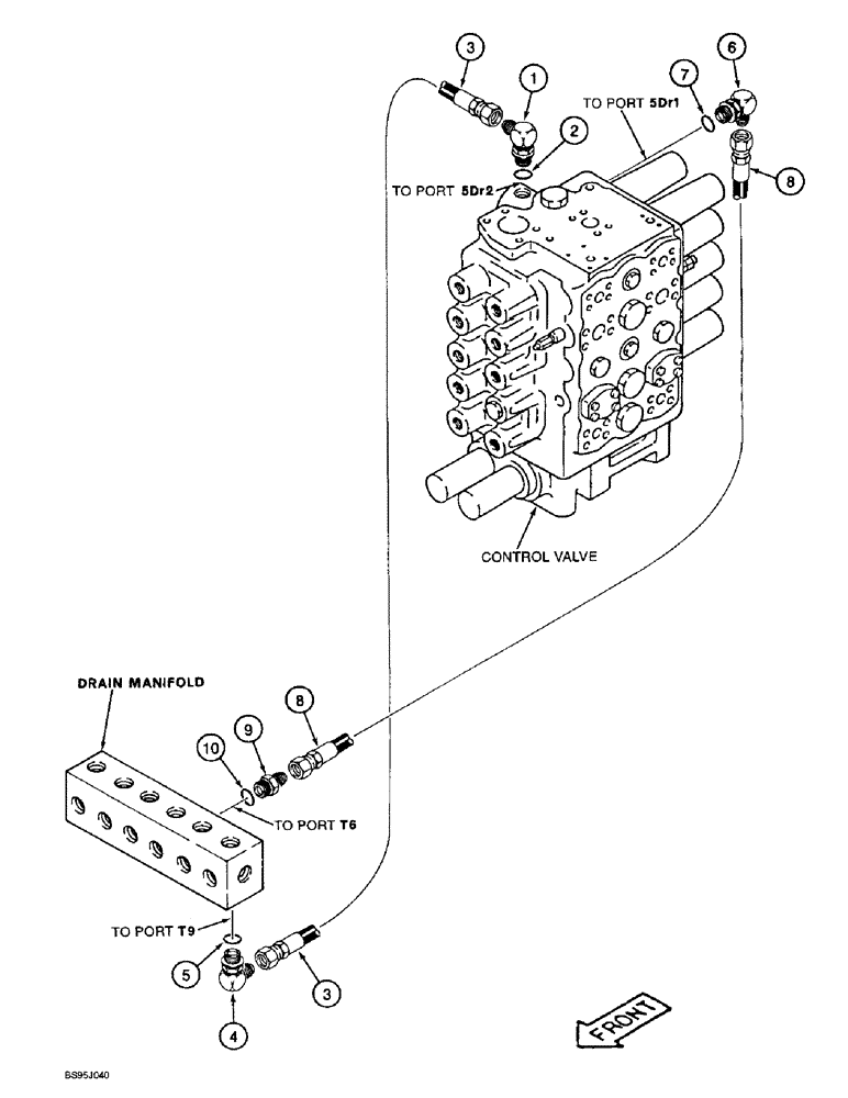 Схема запчастей Case 9060B - (8-092) - CONTROL VALVE DRAIN LINES (08) - HYDRAULICS