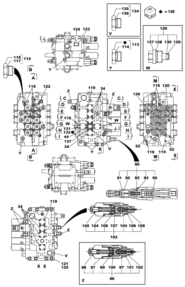 Схема запчастей Case CX330 - (08-67) - CONTROL VALVE (08) - HYDRAULICS