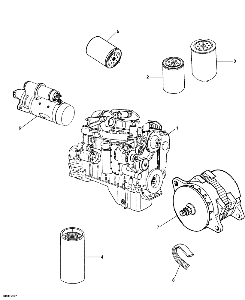 Схема запчастей Case 325 - (0.021C/1[01]) - ENGINE (01) - ENGINE