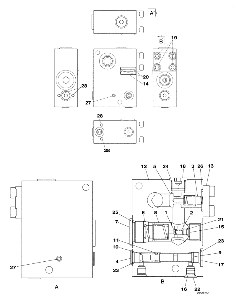 Схема запчастей Case CX80 - (08-84) - VALVE ASSY - AUXILIARY CONTROL (08) - HYDRAULICS