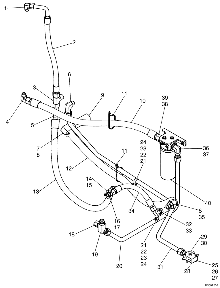 Схема запчастей Case 465 - (06-03A) - HYDROSTATICS - PUMP, SUPPLY AND RETURN (IN-LINE PUMP CONFIGURATION) (06) - POWER TRAIN