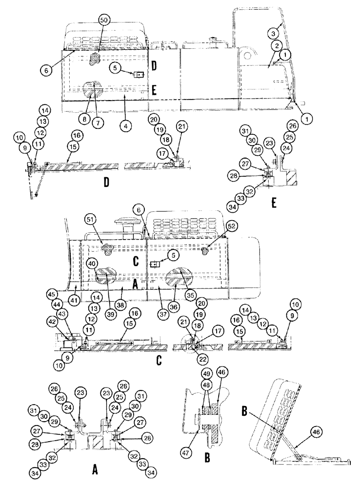 Схема запчастей Case 9050B - (9-022) - UPPER STRUCTURE, LEFT-HAND AND RIGHT-HAND SIDE DOORS, P.I.N. EAC0501122 THRU EAC0501195 (09) - CHASSIS/ATTACHMENTS