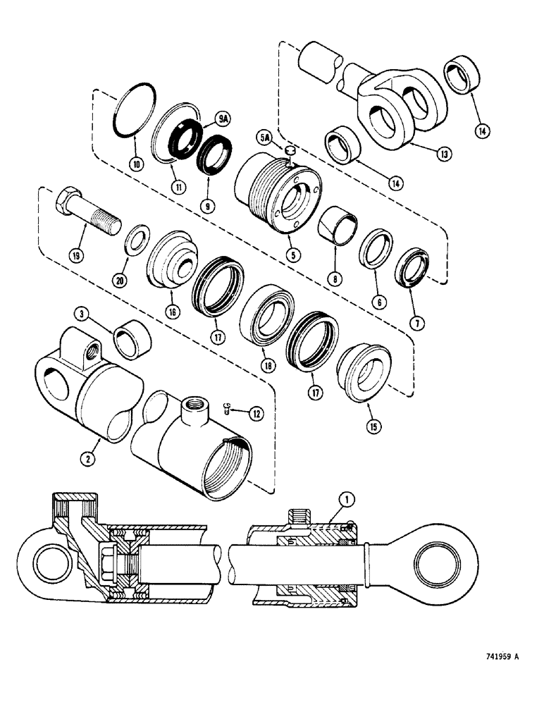 Схема запчастей Case 780 - (388) - G33635 LOADER HYDRA-LEVELING CYLINDER, GLAND IS STAMPED WITH CYLINDER PART NUMBER (08) - HYDRAULICS