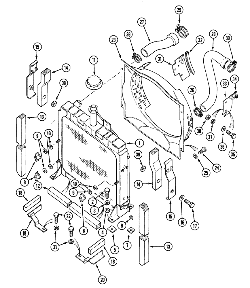 Схема запчастей Case 380B - (2-04) - RADIATOR AND CONNECTIONS (02) - ENGINE