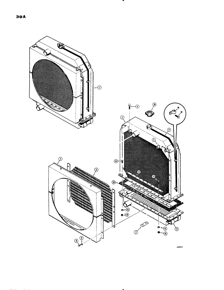 Схема запчастей Case 1150 - (039A) - D44565 RADIATOR (01) - ENGINE