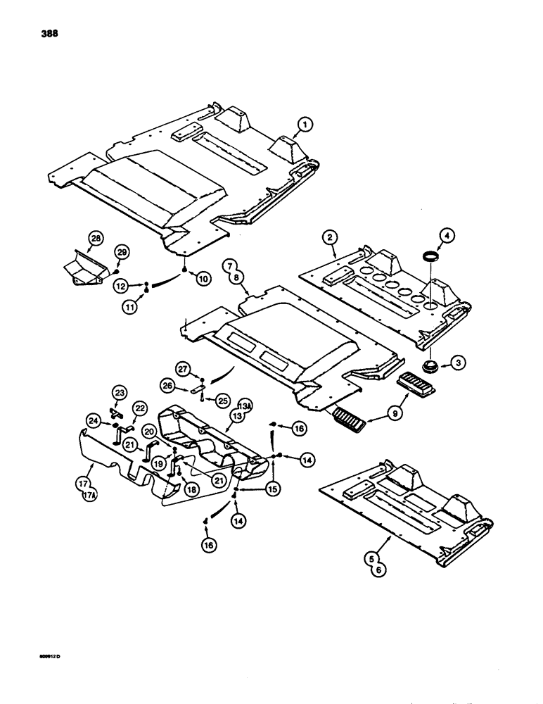 Схема запчастей Case 780B - (388) - CAB HEADLINER A WINDSHIELD WIPER COVERS (09) - CHASSIS/ATTACHMENTS