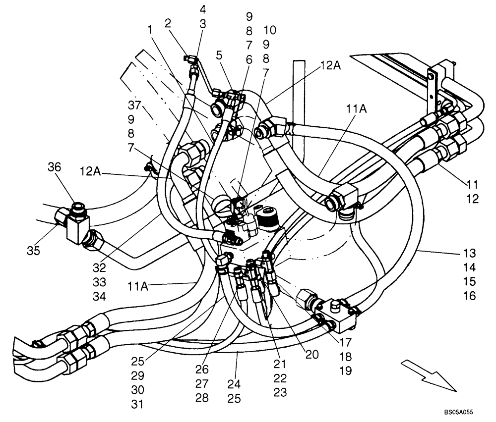 Схема запчастей Case 445 - (06-05A) - HYDROSTATICS - BRAKE VALVE (445CT) (06) - POWER TRAIN