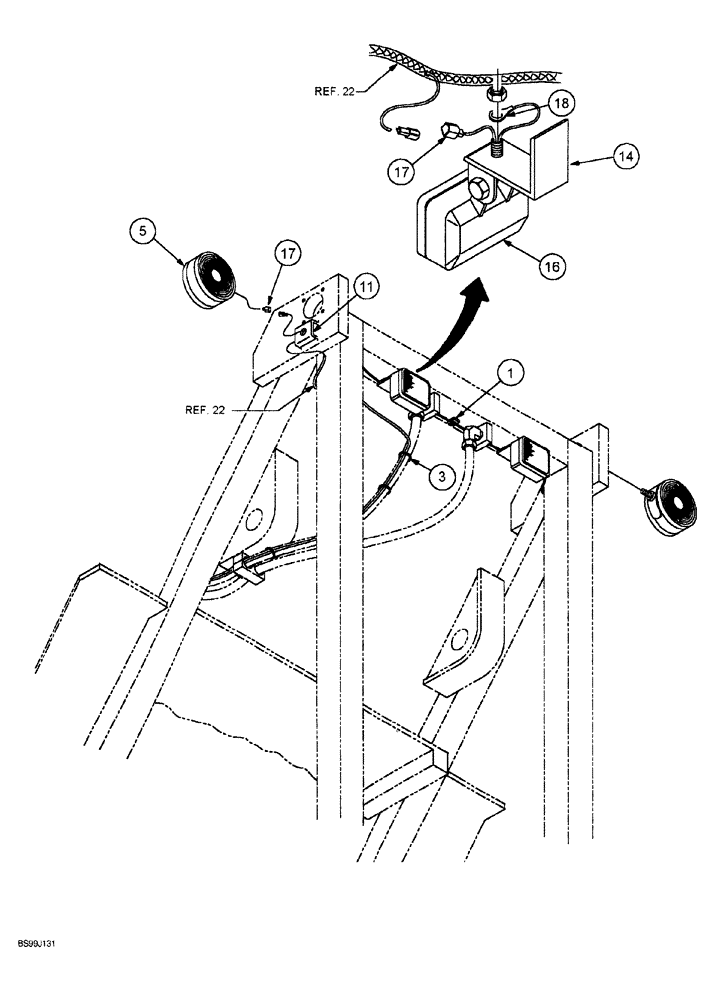 Схема запчастей Case 689G - (04-34) - OPTIONAL WORK LIGHT AND SIGNAL LAMP INSTALLATION (04) - ELECTRICAL SYSTEMS