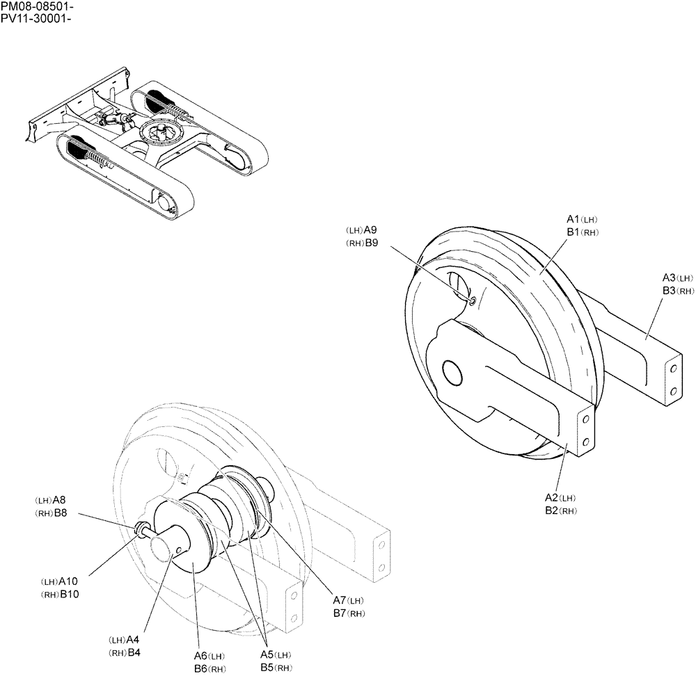 Схема запчастей Case CX27B - (02-004) - IDLER ASSY (48) - TRACKS & TRACK SUSPENSION