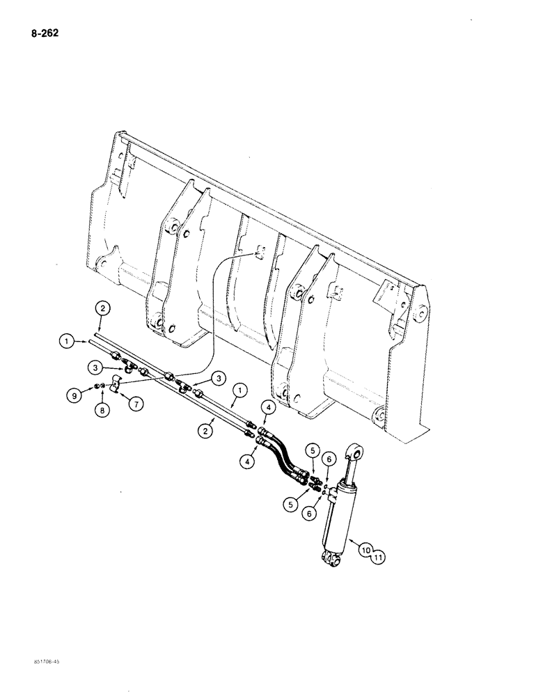 Схема запчастей Case 780C - (8-262) - LOADER CLAM CYLINDER HYDRAULIC CIRCUIT, L108616 1-1/2 CUBIC YARD BUCKET (08) - HYDRAULICS