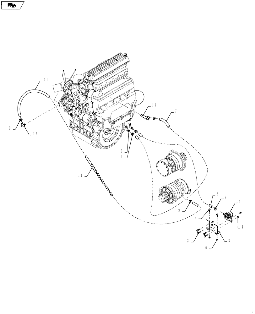 Схема запчастей Case SR175 - (50.100.AC[01]) - HEATER PLUMBING BASIC (SR175,SV185) (50) - CAB CLIMATE CONTROL