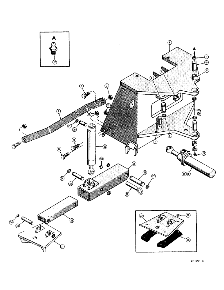 Схема запчастей Case 22 - (04) - MOUNTING PARTS, STABILIZERS, AND SWING CYLINDERS 