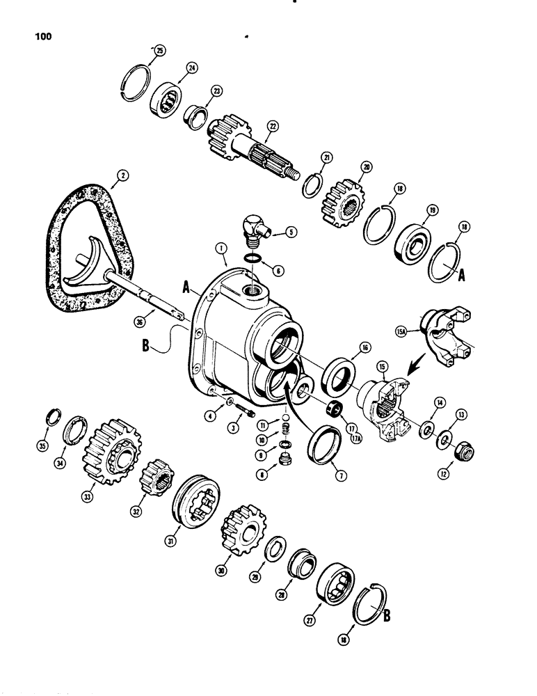 Схема запчастей Case 450B - (100) - TRANSMISSION RANGE SHIFT (03) - TRANSMISSION