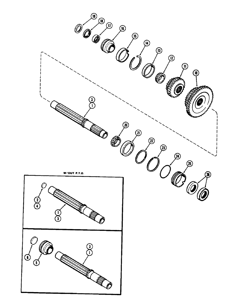 Схема запчастей Case 480CK - (098) - TRANSMISSION MAINSHAFT 