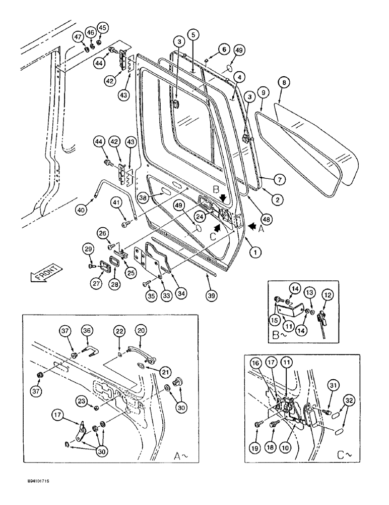 Схема запчастей Case 9030B - (9-078) - CAB DOOR (09) - CHASSIS