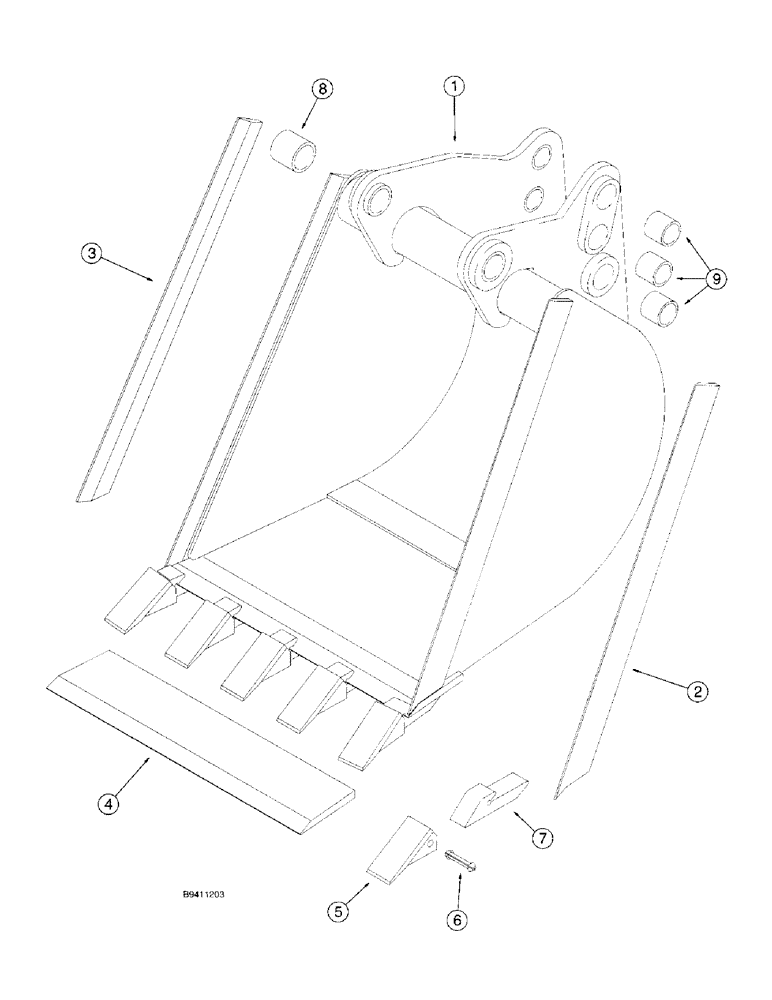 Схема запчастей Case 580L - (9-052) - BACKHOE BUCKETS (09) - CHASSIS/ATTACHMENTS