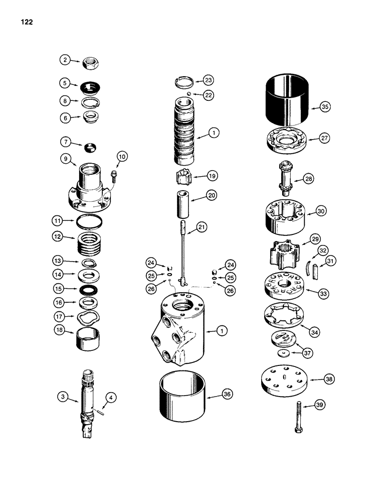 Схема запчастей Case 584D - (122) - STEERING CONTROL VALVE (41) - STEERING