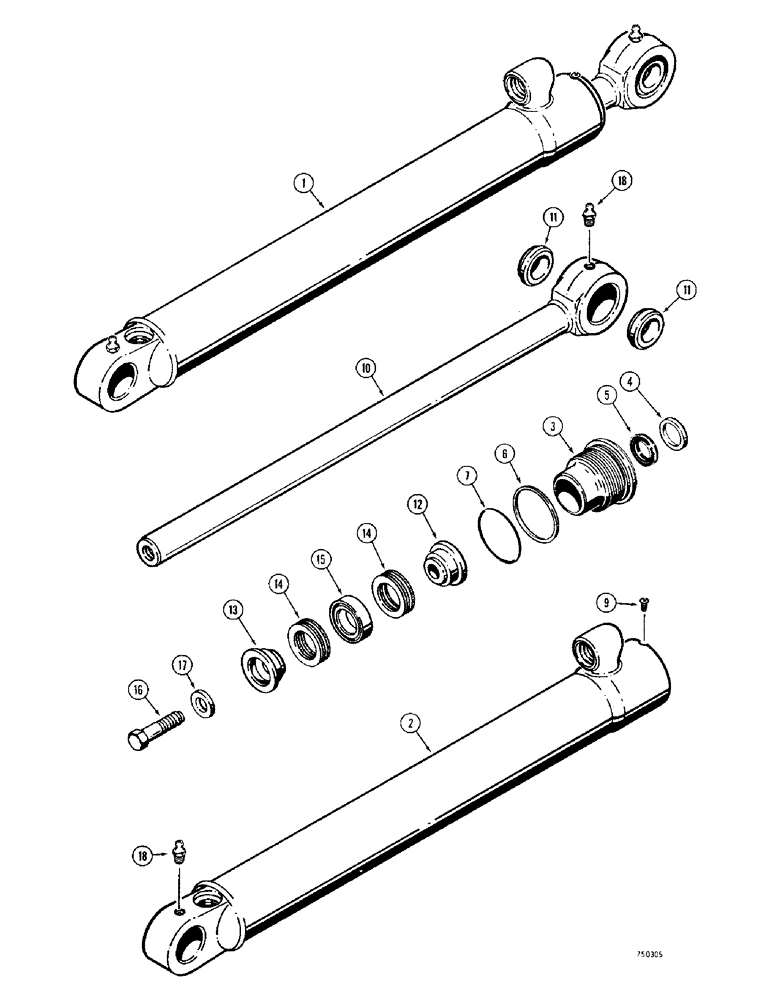 Схема запчастей Case 380CK - (164) - G34852 LOADER TILT CYLINDER (08) - HYDRAULICS