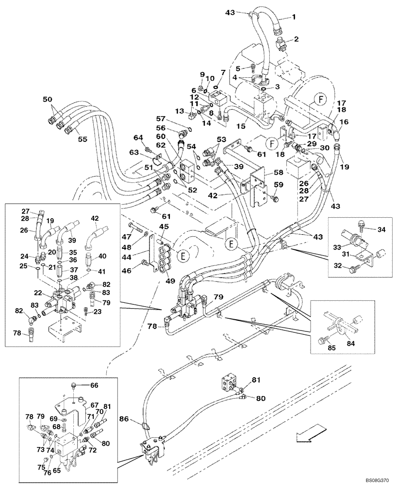 Схема запчастей Case CX470B - (08-44) - HYDRAULICS, AUXILIARY - SECOND ACTING CIRCUIT, HAND OPERATED (08) - HYDRAULICS